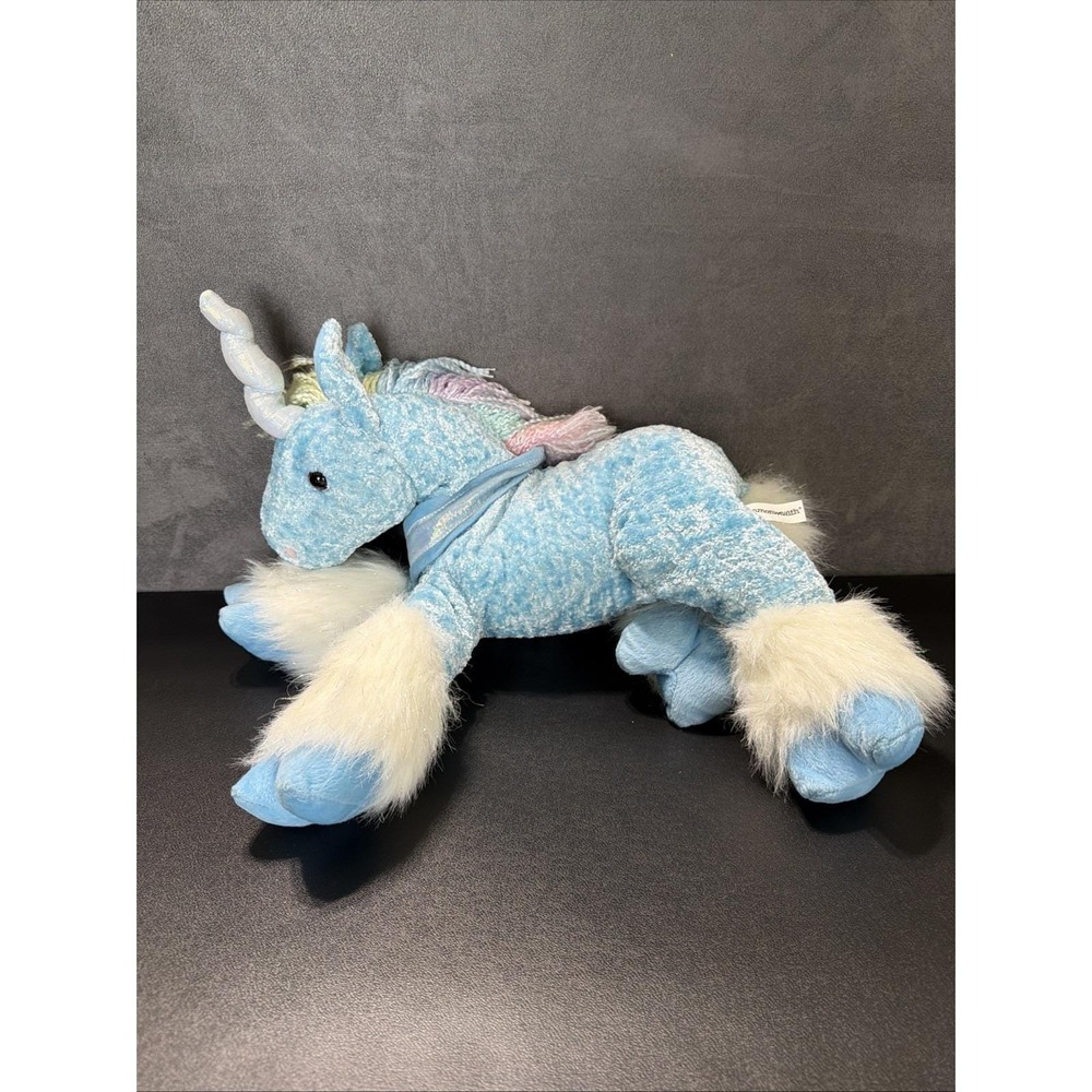 Vintage Commonwealth Pastel Blue Unicorn 15" Plush Toy Rainbow Horse Pony